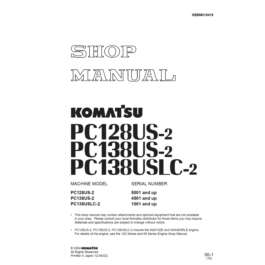 Komatsu PC128US-2, PC138US-2, USLC-2 Shop Manual