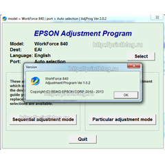 Adjustment program Epson WF 840, 845 (Сброс памперса)