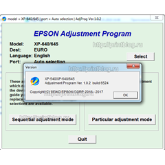 Adjustment program Epson XP-540, XP-640, XP-645 (Сброс)