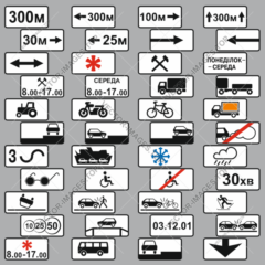 Дорожные знаки Украины – Таблички, вектор