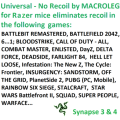 Universal - No recoil. Пак макросов для Synapse 3 и 4