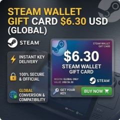 ⚡️Steam Wallet Gift Card $6.3 USD (Global)
