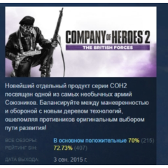 Company of Heroes 2 - The British Forces АВТОДОСТАВКА STEAM РОССИЯ