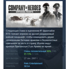 Company of Heroes: Opposing Fronts АВТОДОСТАВКА STEAM РОССИЯ