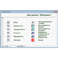 База данных Абитуриент Access