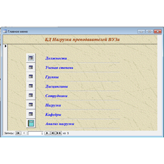 База данных Нагрузка преподавателей ВУЗа Access