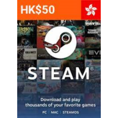 STEAM WALLET GIFT CARD HKD 50 ≈ 6.35 $