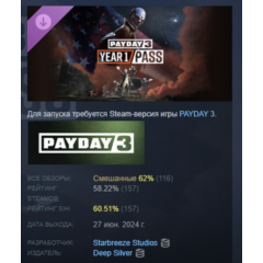 PAYDAY 3: Year 1 Pass АВТОДОСТАВКА STEAM РОССИЯ