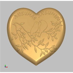 Валентинка «Две птички на сердце» (Модель 3636) STL
