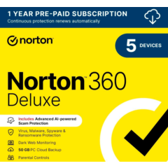 Norton 360 Deluxe 2026 | 5 Devices and ‎12 Month Официальный ключ