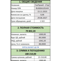 Калькулятор для валютных облигаций (евро и замещающих).