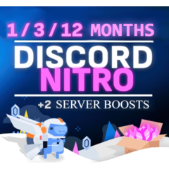 DISCORD NITRO 1 - 3 - 12 МЕСЯЦЕВ + 2 БУСТА FULL BASIC