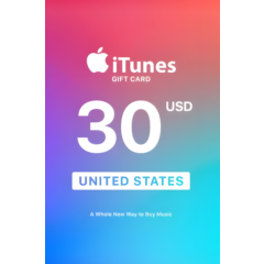 ⚡Подарочная карта Apple iTunes - 30$ 🇺🇸 ✅Дешевле🔥Без