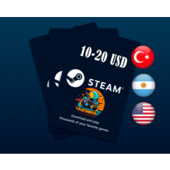 КАРТА ПОПОЛНЕНИЯ STEAM 20$ (Турция-Аргентина-США-ЕС)