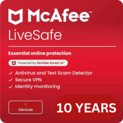 McAfee Livesafe 2025 Ключ на 10 лет