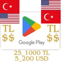 🔻ПОДАРОЧНАЯ КАРТА GOOGLE PLAY⚡25-1000 TRY⚡5-200USD