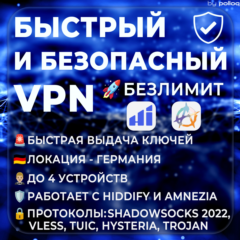 Hiddify, Amnezia VPN | Германия | Безлимит | до 6 мес