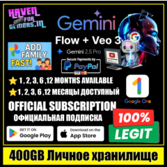 Gemini Pro Ai Veo 3 (1/2/3/6 Months) 400GB Renewal🔥