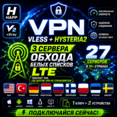 VPN VLESS ВПН HYSTERIA2 HAPP V2RAY БЕЛЫЕ СПИСКИ LTE ОБХОД БС США РОССИЯ ГЕРМАН НИДЕРЛ