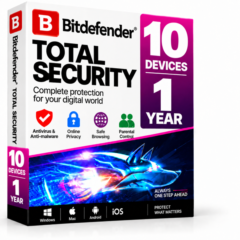 Bitdefender Total Security 10 устройств, ключ на 1 года