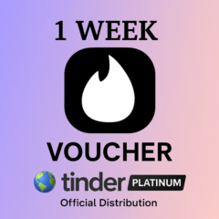 TINDER PLATINUM 1 WEEK CODE 24/7 VOUCHER INSTANT