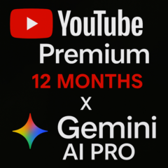 YOUTUBE PREMIUM 12 МЕСЯЦЕВ ИНДИВИДУАЛЬНАЯ (+GEMINI PRO)