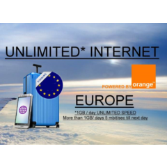 еSIM БЕЗЛИМИТНЫЙ Премиум Интернет в ЕС Европа