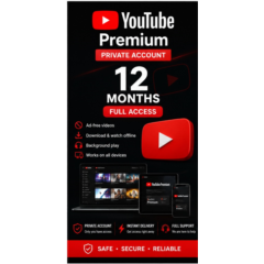 YouTube Premium, 12 месяцев, закрытый, готовый к использованию аккаунт