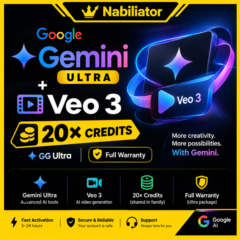 🚀Gemini AI Ultra + Veo 3 | 25 000 случайных кредитов | 1 месяц + Antigravity
