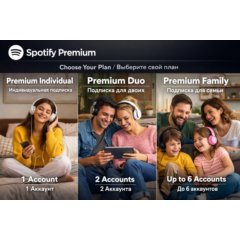 Лучшая цена на Spotify Premium (1–12 месяцев) | RU+GLOBAL Charge ACC Лучшая цена