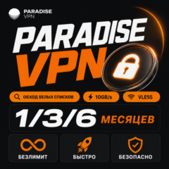 Paradise VPN | 10GB/s | Обход Белых Списков | VLESS | Работа в РФ