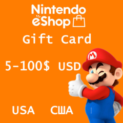 Nintendo eShop  5-10-20-35-50-100$ USD США  Подарочная карта  авто