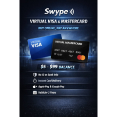 💳 Swype Visa & Mastercard Виртуальная | $5–$99 | 3 Года ⚡ Быстрая Доставка