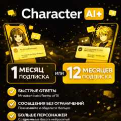 Character.ai + Plus  | 1-12 месяцев | На вашем аккаунте