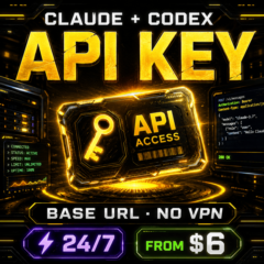 [AUTO 24/7] Claude Code + Codex API — Key + Base URL, Opus 4.8 / GPT-5.5