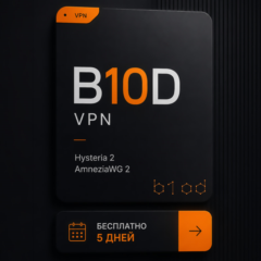 ⚡B10D VPN | Работает в РФ | 5 дней бесплатно | Hysteria 2/AmneziaWG 2