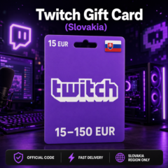 Twitch Gift Card (Словакия) 15–150 EUR | Код пополнения