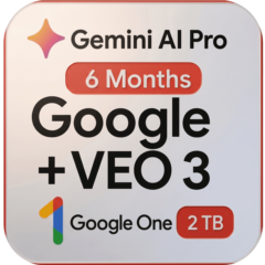 Gemini / Google One AI Pro — 6 месячная подписка, 5 ТБ | Без входа в систему