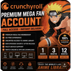 Премиум-аккаунт Crunchyroll Mega Fan – 1 месяц | Мгновенная доставка | Полный доступ