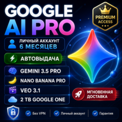 Google AI Pro на 6 месяцев | Gemini 3.5 Pro | Nano Banana Pro | Veo 3.1 | 5TB