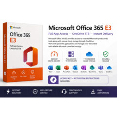 Microsoft Office 365 E3 — Полный доступ к приложениям — OneDrive 1 ТБ — Мгновенная до