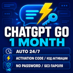 ChatGPT Go 1 месяц Авто Код активации Без пароля Поддержка 30 дней