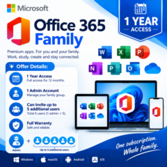 Учетная запись администратора Office 365 «Для семьи» на 1 год [5 пользователей]