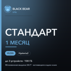 Black Bear VPN Стандартный 1 месяц VLESS и Hysteria2