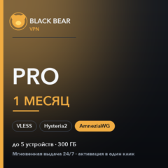 Black Bear VPN Pro 1 месяц AmneziaWG + VLESS + Hysteria2