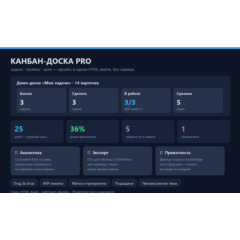 Канбан-доска PRO: задачи, проекты и цели офлайн — один HTML-файл