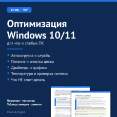 Оптимизация Windows 10/11 для игр и слабых ПК — PDF-гайд, 14 стр.