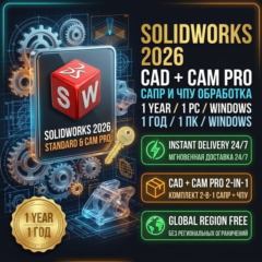 SOLIDWORKS 2026 + CAM Pro • 2 Ключа • Global • 1 ПК • Мгновенная доставка