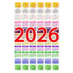 Календарные сетки на 2026 год (160 дизайнов)