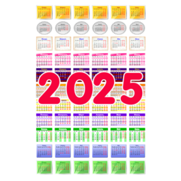 Calendar grids for 2025 (100 designs)